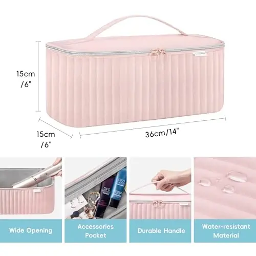 Lexeeco Travel Soch Quritgich Sumkasi Shark Flexstyle Dyson Airwrap Cho'tkasi Soch Aksessuarlari Revlon Soch Quritgich Styler Organizatori uchun Asboblar Saqlash Sumkasi (Pushti) - 5