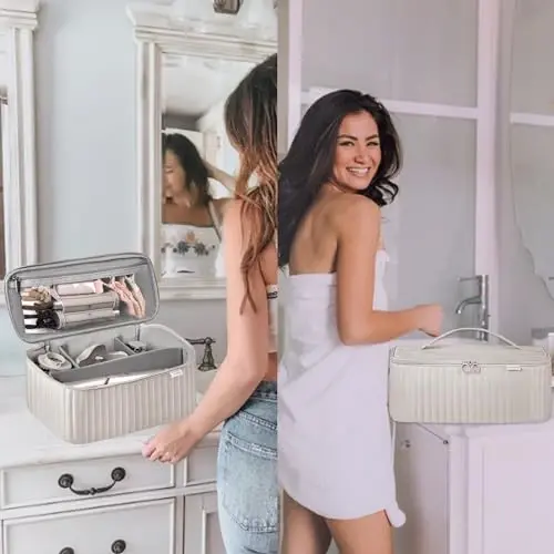 Lexeeco Travel Soch Quritgich uchun sumkasi Shark Flexstyle Dyson Airwrap Brush Soch Aksessuarlari Revlon Soch Quritgich Styler Organizer uchun Asboblar Saqlash sumkasi (Camel) - 6