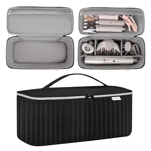Lexeeco Travel Soch quritgich uchun sumkasi Shark Flexstyle Dyson Airwrap cho'tkasi Soch aksessuarlari Revlon Soch quritgich Styler Organizer uchun asboblar saqlash sumkasi (Qora) - 3