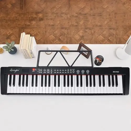 Lexington 61 Key Keyboard Piano, Boshlovchilar kattalar uchun to'liq elektron pianino klaviaturasi to'plami, yoritilgan tugmachalari, o'qitish rejimlari, stend, g'ilof, mikrofon bilan portativ musiqa klaviaturasi (61 tugmali qora) - LEXINGTON (1)