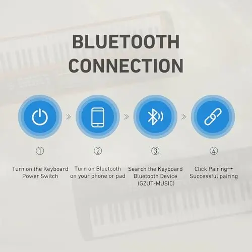 Lexington 61-Key Portable Electronic Keyboard Piano with Weighted Keys, Dual Bluetooth, LCD Display, 600 Tones & 600 RhytModazones, Teaching Modes, Microphone, Power Adapter, and Keyboard Stand (Cherry Red) - 5