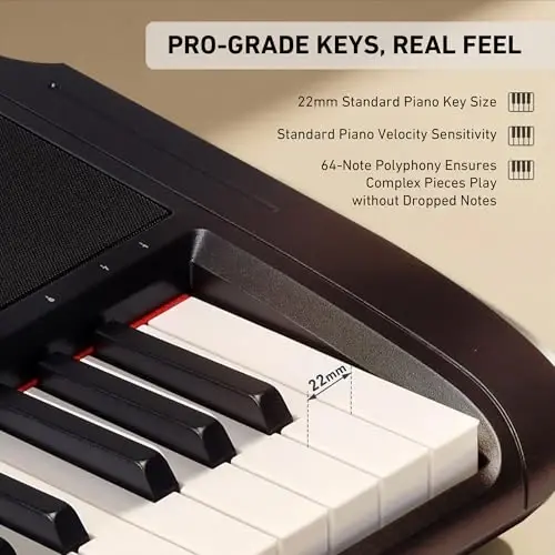 Lexington 61-Key Portable Electronic Keyboard Piano with Weighted Keys, Dual Bluetooth, LCD Display, 600 Tones & 600 RhytModazones, Teaching Modes, Microphone, Power Adapter, and Stand (Satin Black) - LEXINGTON (1)