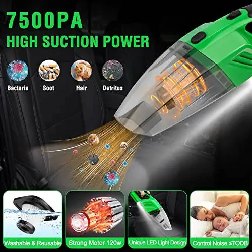 Lezcufer Комплект для детальной очистки салона автомобиля 17 предметов с мощным ручным пылесосом, набор для очистки и ухода за автомобилем, набор щеток для детализации, инструмент для очистки лобового стекла, очищающий гель, микрофибровые салфетки - 3