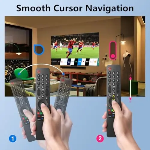 LG Smart TV pultini almashtirish 2019-2025 ovozli va ko'rsatkichli | LG 2019-2025 UHD/OLED/QNED televizorlari uchun. Oqim uchun 6 ta qisqa tugma, ovoz bilan boshqariladigan kursor, oson ulanish, bardoshli ABS korpus. - 4