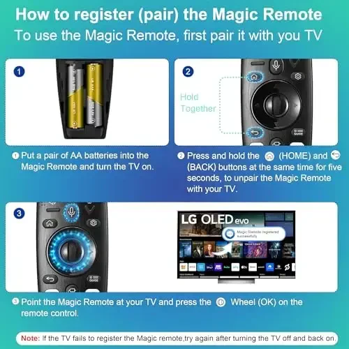 Magic Remote for LG UHD OLED QNED NanoCell Webos Smart TV Voice Magic Remote Control Replacement AKB75855501 AN-MR20GA MR19BA MR21 MR22 MR23 MR24 GA GN MR18BA, with Voice and Pointer Function - 6