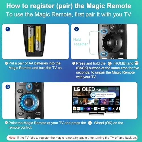 Magic Remote for LG UHD OLED QNED NanoCell Webos Smart TV Voice Magic Remote Control Replacement AKB75855501 AN-MR20GA MR19BA MR21 MR22 MR23 MR24 GA GN MR18BA, with Voice and Pointer Function - 6