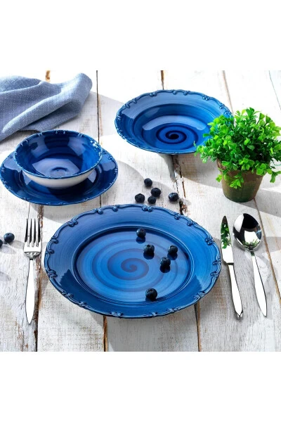 Liana Dinner Set - 24 Pieces - Blue - SCHAFER