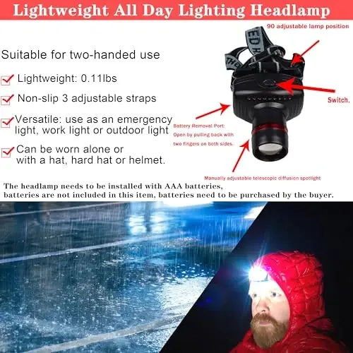 LIANXIN Car Emergency Roadside Tool Kit, Auto Emergency Kits Vehicles, with Jumper Cables kit，Car Safety Roadside Assistance Kit,Headlamp,Tow Straps,Tape Measure,Rainwear,Gloves.Gloves.Pale - 4