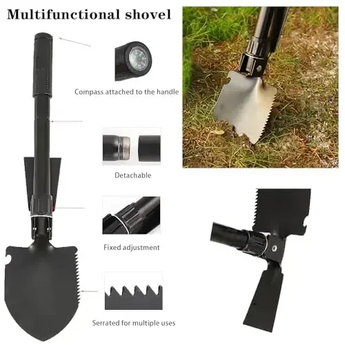 LIANXIN Emergency Roadside Kit for Car - Roadside Safety Tool Kit,with Jumper Cables Car Kit Headlamp Folding Shovel Safety Hammers Tow Rope, Emergency Roadside Car Kit - 5