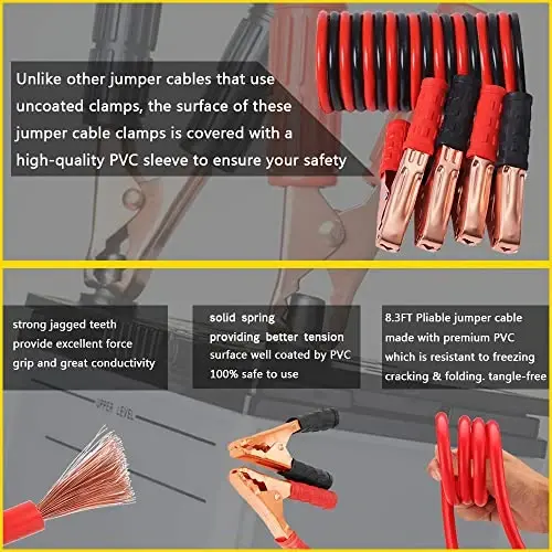 LIANXIN Car Emergency Roadside Kit with Jumper Cables Safety Car Kits | Car Emergency Kit High Power Handheld Vacuum, Warning Triangle, Safety Hammer, Tow Rope, Gifts for New Drivers - 5
