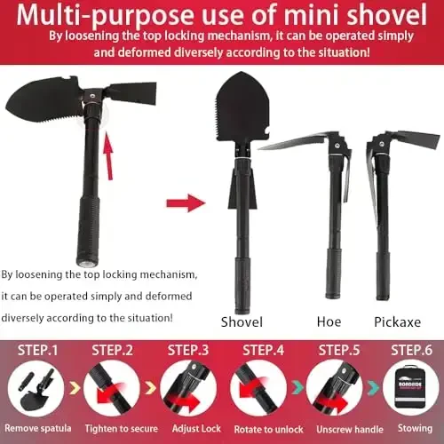 LIANXIN Emergency Roadside Kit for Car - Roadside Safety Tool Kit,with Jumper Cables Car Kit Headlamp Folding Shovel Safety Hammers Tow Rope, Emergency Roadside Car Kit - 6