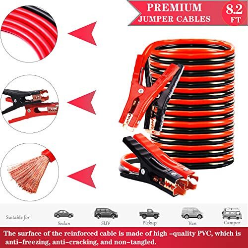 LIANXIN Roadside Emergency Car Kit-Safety Car Kit Car Emergency Kit with Jumper Cables Roadside Assistance Kit, Tow Rope, Safety Hammer, Reflective Warning Triangle,Car Tool Kit - LIANXIN (1)