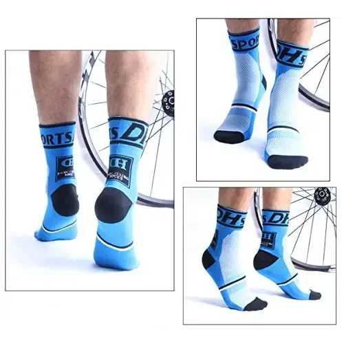 Libar Men's Cycling Socks Unisex Breathable Sports Running Trekking Athletic Basketball Socks - 2
