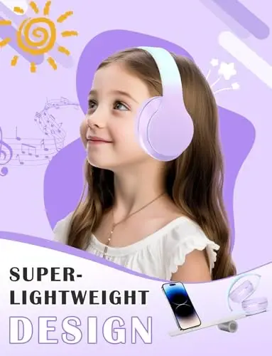 LiberIntone Kids Bluetooth naushniklari, mikrofonli yengil qizlar uchun kattalar simsiz naushniklari, sozlanishi bosh tasmasi, 10 soatlik o'yin vaqti, planshet/iPad/sayohat/maktab uchun quloq ustidagi bolalar simsiz naushniklari (pushti) - 5