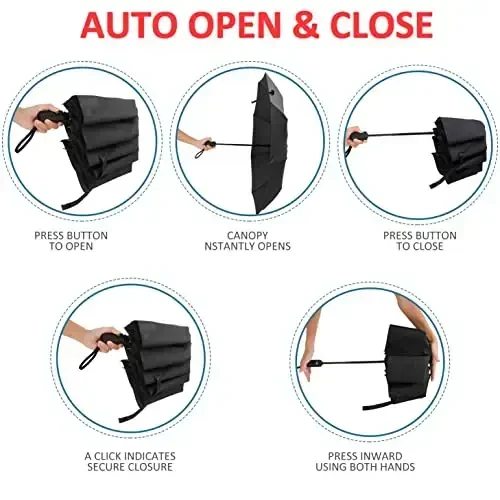 Liberty Imports 3 Pack Shamolga chidamli sayohat soyabonlari - ixcham, yengil, avtomatik, kuchli va ko'chma - erkaklar va ayollar uchun - 2