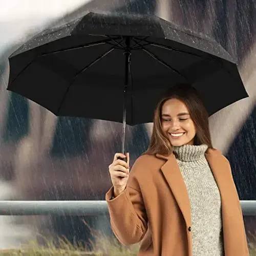 Liberty Imports 3 Pack Windproof Travel Rain Umbrellas - Compact, Light, Automatic, Strong and Portable - for Men and Women - 7