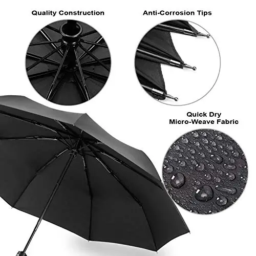 Liberty Imports 3 Pack Windproof Travel Rain Umbrellas - Compact, Light, Automatic, Strong and Portable - for Men and Women - 3