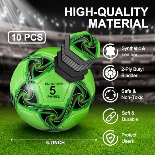 Libima 13 Pcs Soccer Ball Bulk 10 Pcs Official Size 4, 5 Soccer Ball with 2 Pump and Carry Bag Outdoor Indoor Training Practice Football Sports Party Back to School - LIBIMA (1)