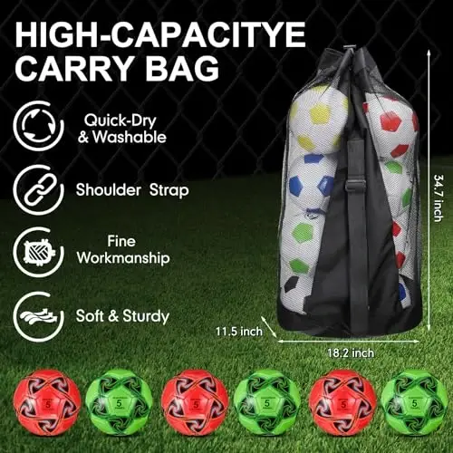 Libima 13 Pcs Soccer Ball Bulk 10 Pcs Official Size 4, 5 Soccer Ball with 2 Pump and Carry Bag Outdoor Indoor Training Practice Football Sports Party Back to School - 3