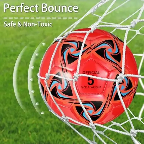 Libima 13 Pcs Soccer Ball Bulk 10 Pcs Official Size 4, 5 Soccer Ball with 2 Pump and Carry Bag Outdoor Indoor Training Practice Football Sports Party Back to School - 4