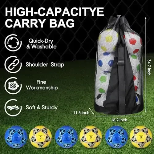 Libima 13 Pcs Soccer Ball Bulk 10 Pcs Official Soccer Ball with 2 Pump and Carry Bag Indoor Outdoor Training Game Sport Gift for Youth Adult Back to School - 3