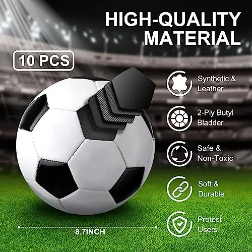 Libima 13 Pcs Soccer Ball Bulk 10 Pcs Official Size 4, 5 Soccer Ball with 2 Pump and Carry Bag Outdoor Indoor Training Practice Football Sports Party Back to School - 2