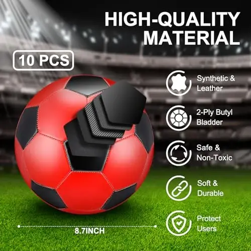 Libima 13 Pcs Soccer Ball Bulk 10 Pcs Official Soccer Ball with 2 Pump and Carry Bag Indoor Outdoor Training Game Sport Gift for Youth Adult Back to School - 2