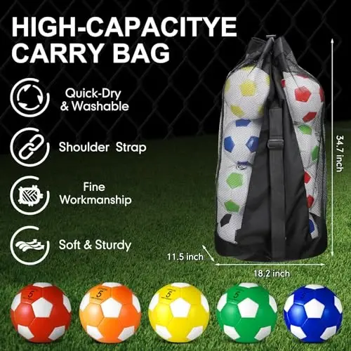 Libima 13 Pcs Soccer Ball Bulk 10 Pcs Official Size 4, 5 Soccer Ball with 2 Pump and Carry Bag Outdoor Indoor Training Practice Football Sports Party Back to School - 3