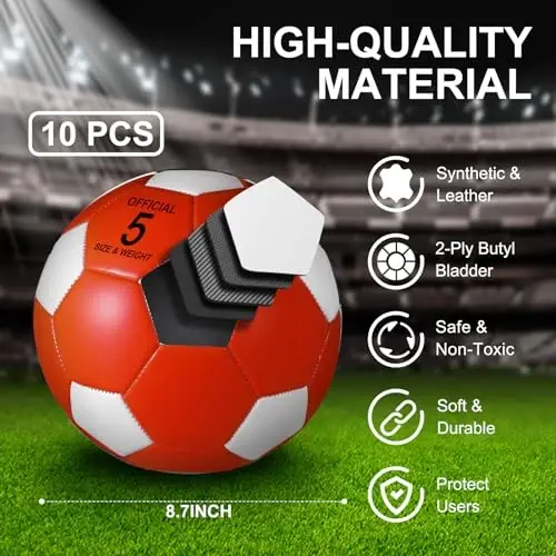 Libima 13 Pcs Soccer Ball Bulk 10 Pcs Official Size 4, 5 Soccer Ball with 2 Pump and Carry Bag Outdoor Indoor Training Practice Football Sports Party Back to School - LIBIMA (1)