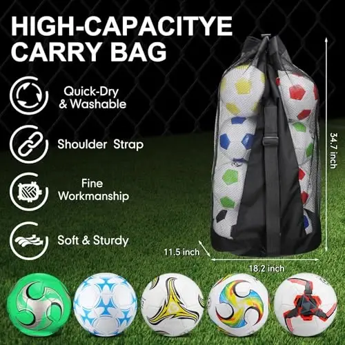 Libima 13 Pcs Soccer Ball Bulk 10 Pcs Official Soccer Ball with 2 Pump and Carry Bag Indoor Outdoor Training Game Sport Gift for Youth Adult Back to School - 3