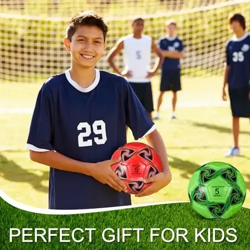 Libima 13 Pcs Soccer Ball Bulk 10 Pcs Official Soccer Ball with 2 Pump and Carry Bag Indoor Outdoor Training Game Sport Gift for Youth Adult Back to School - 6