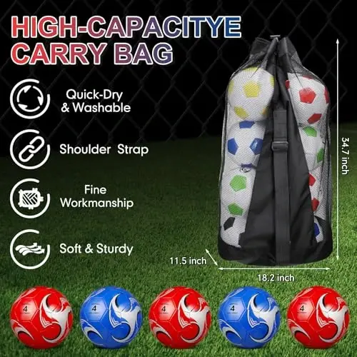 Libima 13 Pcs Soccer Ball Bulk 10 Pcs Official Soccer Ball with 2 Pump and Carry Bag Indoor Outdoor Training Game Sport Gift for Youth Adult Back to School - 3
