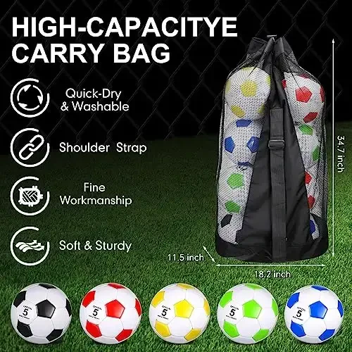 Libima 13 Pcs Soccer Ball Bulk 10 Pcs Official Soccer Ball with 2 Pump and Carry Bag Indoor Outdoor Training Game Sport Gift for Youth Adult Back to School - 3