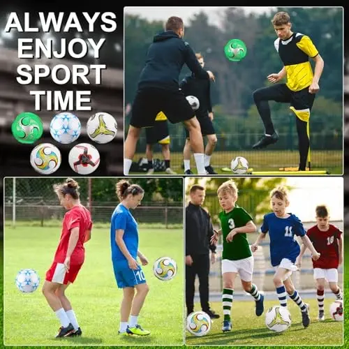 Libima 13 Pcs Soccer Ball Bulk 10 Pcs Size 5 Soccer Ball with 2 Pump Deflated and Carry Bag Youth Soccer Ball Operation Soccer Training Gift - 5