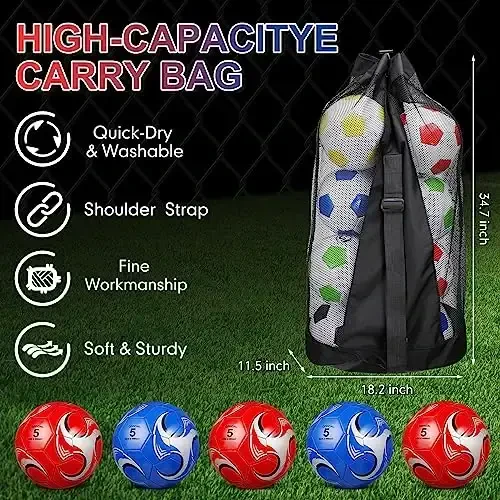 Libima 13 Pcs Soccer Ball Bulk 10 Pcs Official Soccer Ball with 2 Pump and Carry Bag Indoor Outdoor Training Game Sport Gift for Youth Adult Back to School - 3