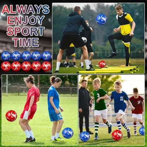 Libima 13 Pcs Soccer Ball Bulk 10 Pcs Official Size 4, 5 Soccer Ball with 2 Pump and Carry Bag Outdoor Indoor Training Practice Football Sports Party Back to School - 5