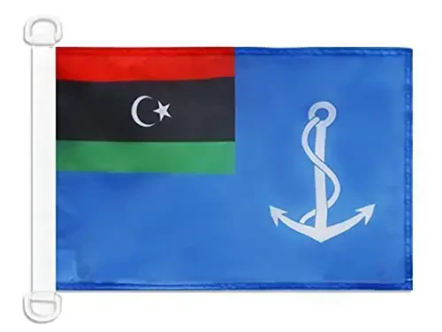 Libya Harbiy-dengiz bayrog'i NAUTICAL Flag 18'' x 12'' - Liviya urush bayroqlari 30 x 45 sm. - Qayiq uchun Banner 12x18 dyuym - AZ FLAG - 1