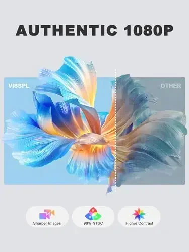 License App Projector, VISSPL Full HD 1080P Video Projector, Tripod bilan portativ tashqi projektor, bolalar uchun sovg'a, Android/iOS/Windows/TV Stick/HDMI/USB bilan mos keladigan uy kinoteatri telefon projektori - 7