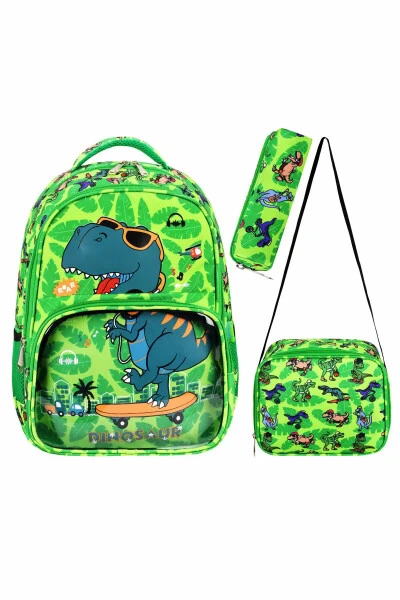 Licensed Dinosaur 3-Piece Set Primary School Bag, Thermal Lunch Bag and Pencil Case Set - ROXY