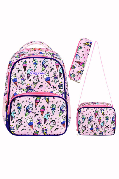 Licensed Ice Cream 3-Piece Set Elementary School Bag, Thermal Lunch Bag and Pencil Case Set 