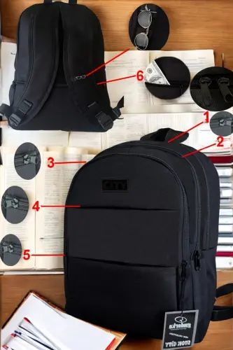 Licensed multi-pocket durable school bag large volume backpack 45 cm. 22 cm. 30 cm. dimensions 670s-Black3 