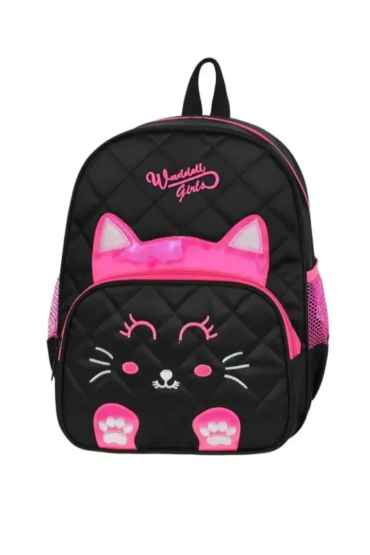 Licensed Patterned Kindergarten Nursery Preschool Children's Backpack-Black+Pink - 1