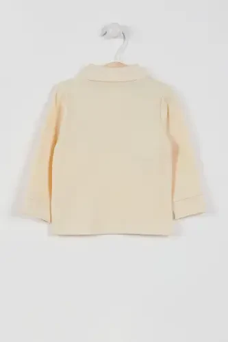 Лицензионный классический детский свитшот цвета слоновой кости с длинными рукавами и воротником - цвет слоновой кости - 2