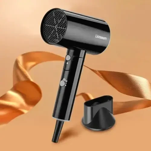 Licoseam Hair Dryer, 1600W Small Foldable Hair Blow Dryer, Fast Drying Compact Hair Dryer, Black - 6