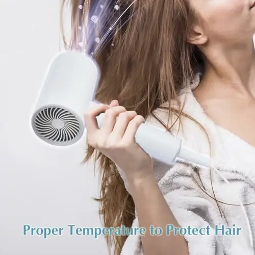 Licoseam Hair Dryer, 1600W Small Foldable Hair Blow Dryer, Fast Drying Travel Hair Dryer, White - 4