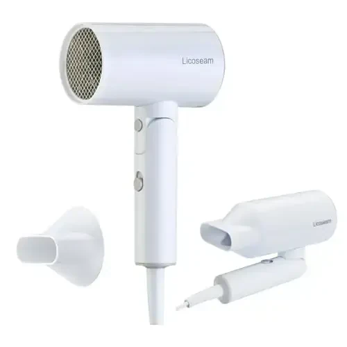 Licoseam Hair Dryer, 1600W Small Foldable Hair Blow Dryer, Fast Drying Travel Hair Dryer, White - MODAZONE