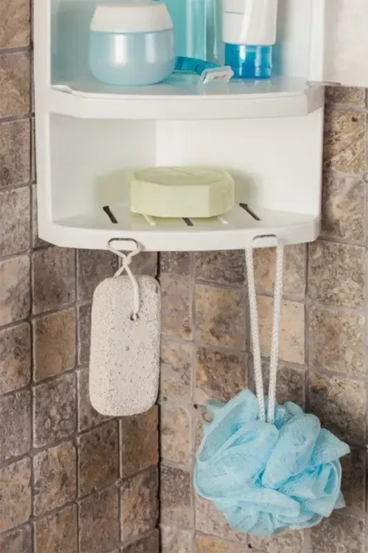 Lidded Bathroom Corner Shelf Transparent Natural - 2