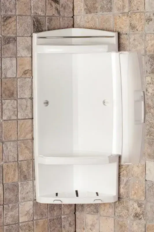 Lidded Bathroom Corner Shelf Transparent Natural - 4