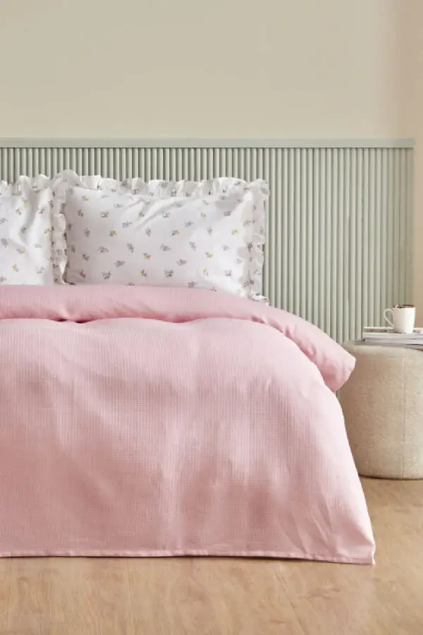 Lidya 100% Cotton Single Bed Duvet Set (Powder) - 4