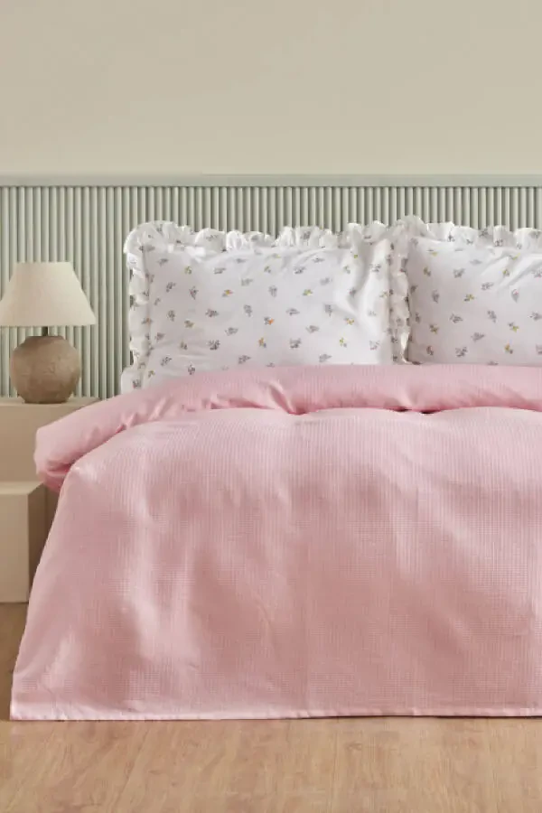 Lidya 100% Cotton Single Bed Duvet Set (Powder) - 5